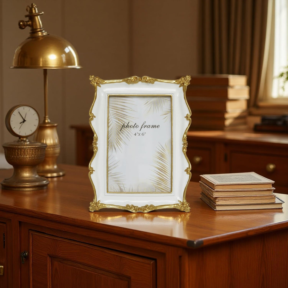 Ferrisland 4x6 desktop and wall resin photo frame(White)