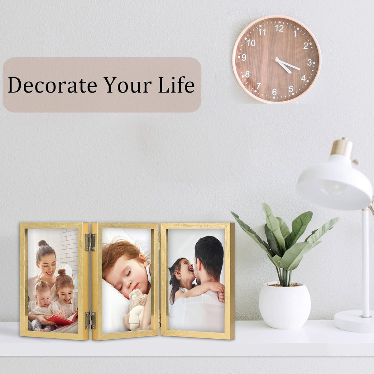 4x6 Triple Picture Frame 3 Picture Frames with Glass Gold