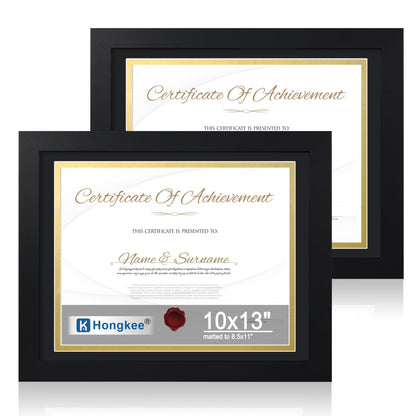 Hongkee 8x11 Picture Frame Set of 2, Real Glass, Rustic Brown Wood Frame