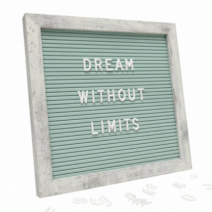 White Felt Letter Board 10x10in, 336 Letters, Wood Frame Message Board