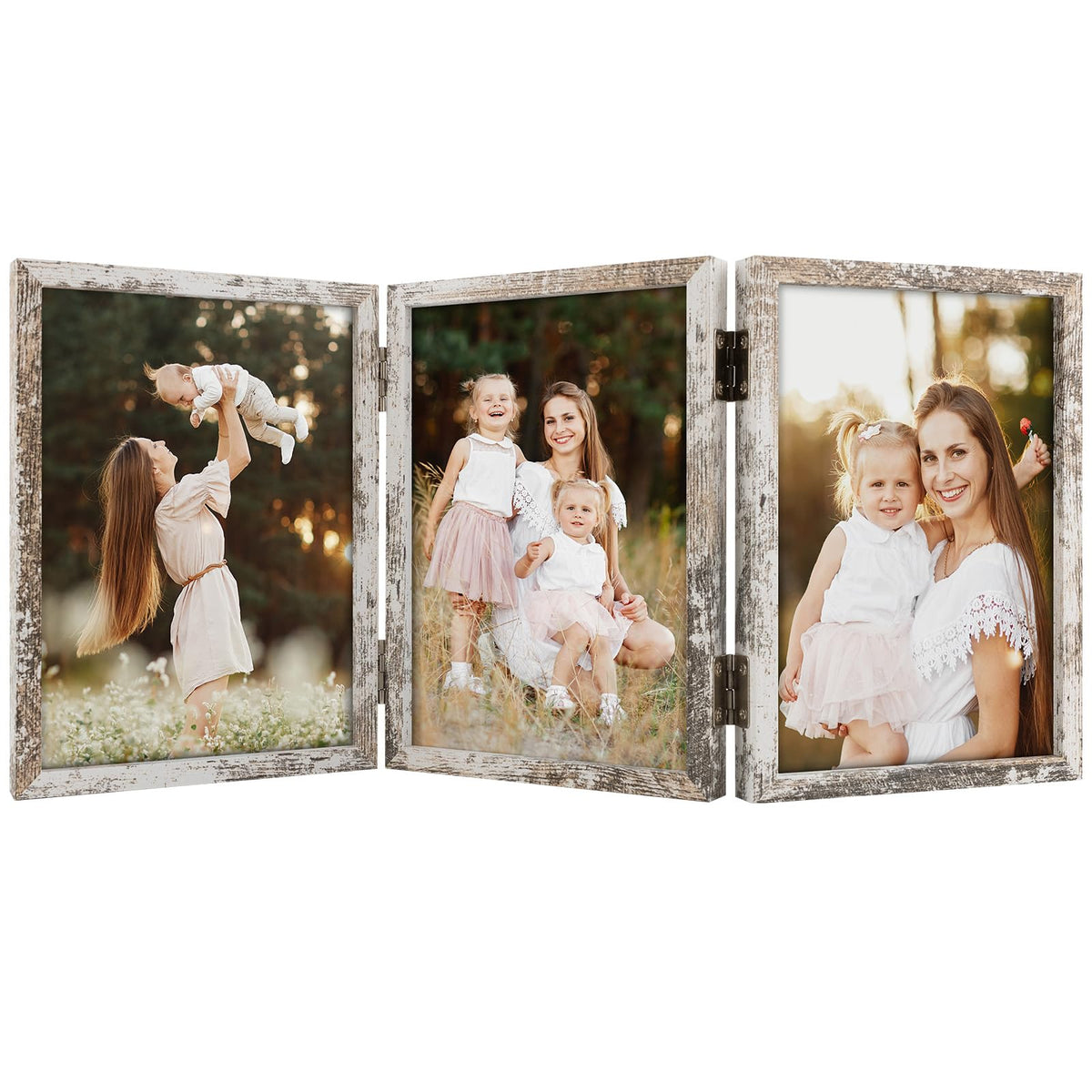 5x7 Triple Picture Frame Tabletop Display for Photos Pink