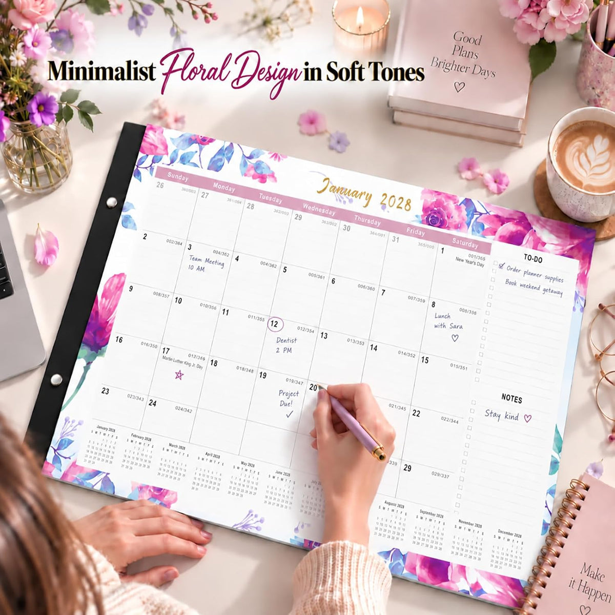 Large Desk Calendar 2026-2027,Jul 2026-Dec 2027,Gannyfer 18-Month Calendar