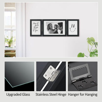 Afuly 3 Picture Frame 4x6 Black 5x7 Collage Triple Photo Frames for Desk