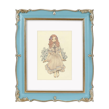 PHAREGE Vintage Picture Frame with Mat for 5x7 Photo, Retro Green Gold