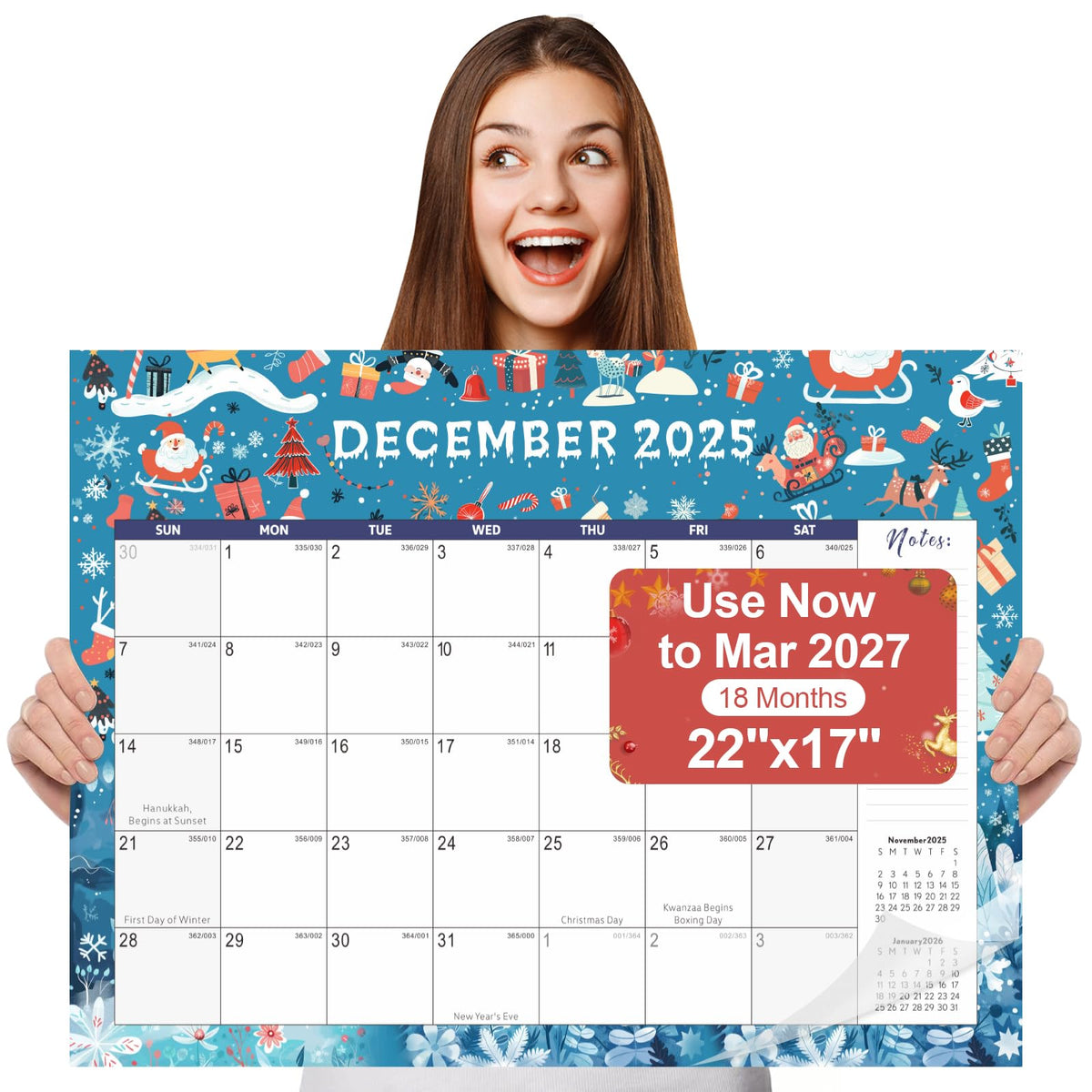 Large Desk Calendar 2026-2027,Jul 2026-Dec 2027,Gannyfer 18-Month Calendar