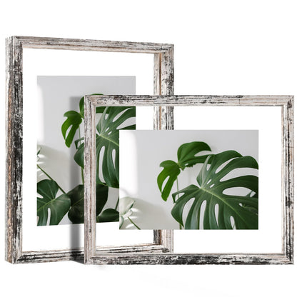 Egofine 5x7 Floating Frames Set of 2, Double Plexiglass Picture Frame, Made of Solid Wood Display Any Size Photo up to 5x7, Wall Mount or Tabletop Standing, Natural Wood