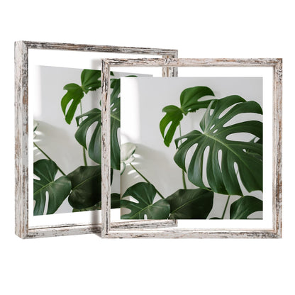 Egofine 5x7 Floating Frames Set of 2, Double Plexiglass Picture Frame, Made of Solid Wood Display Any Size Photo up to 5x7, Wall Mount or Tabletop Standing, Natural Wood