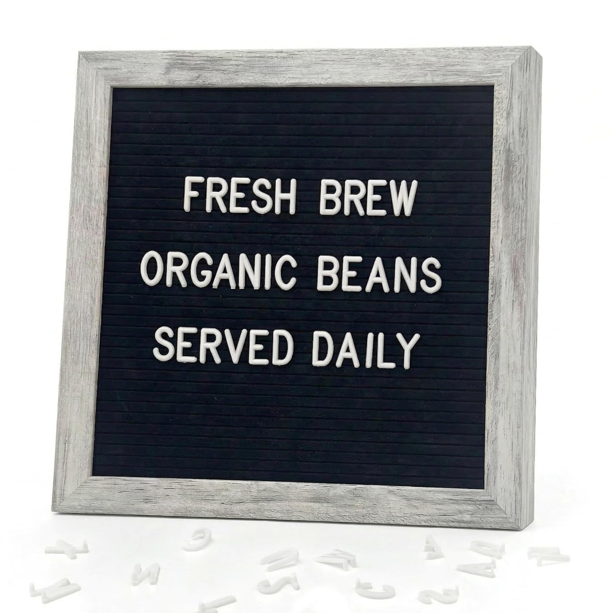 White Felt Letter Board 10x10in, 336 Letters, Wood Frame Message Board