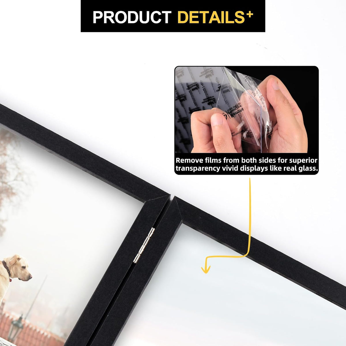 TOFOREVO 3 5x7 Picture Frame Black Triple Wooden Hinged Photo Frame