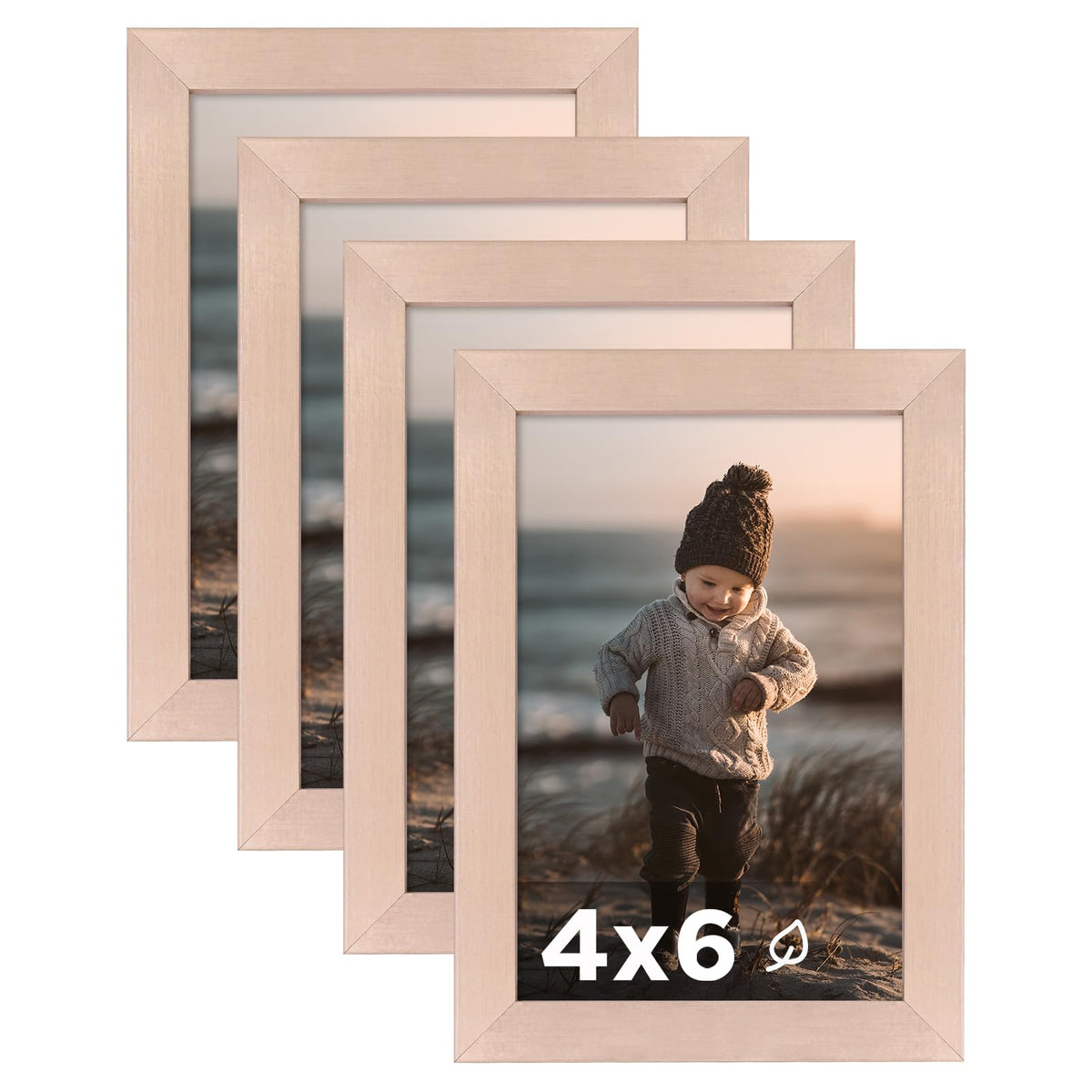 KINLINK 5x7 Picture Frames, Mix Color Photo Frames with Plexiglass for Picture 4x6 with Mat or 5x7 without Mat, Composite Wood Picture Frames for Table Top and Wall Mounting, Set of 4