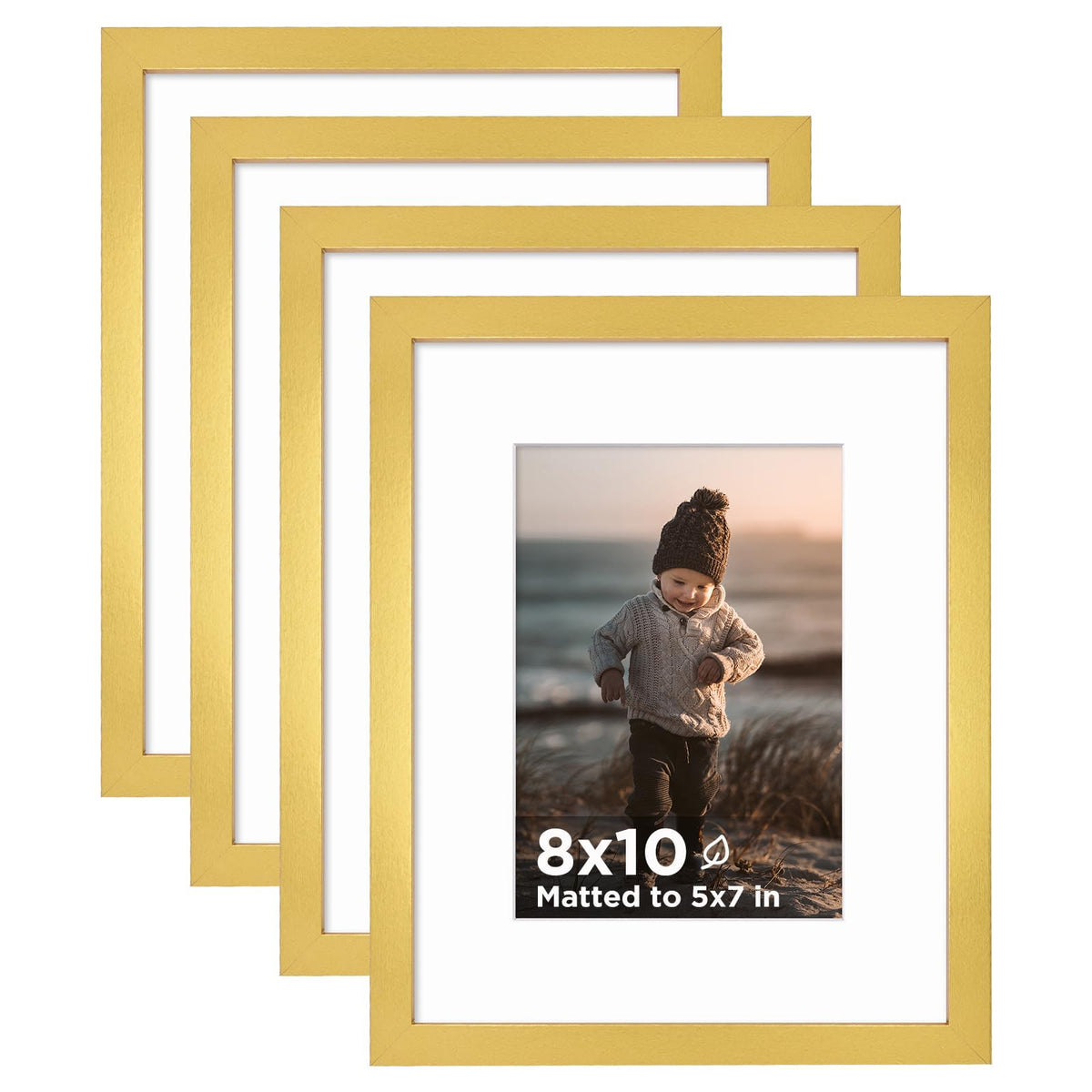 KINLINK 5x7 Picture Frames, Mix Color Photo Frames with Plexiglass for Picture 4x6 with Mat or 5x7 without Mat, Composite Wood Picture Frames for Table Top and Wall Mounting, Set of 4