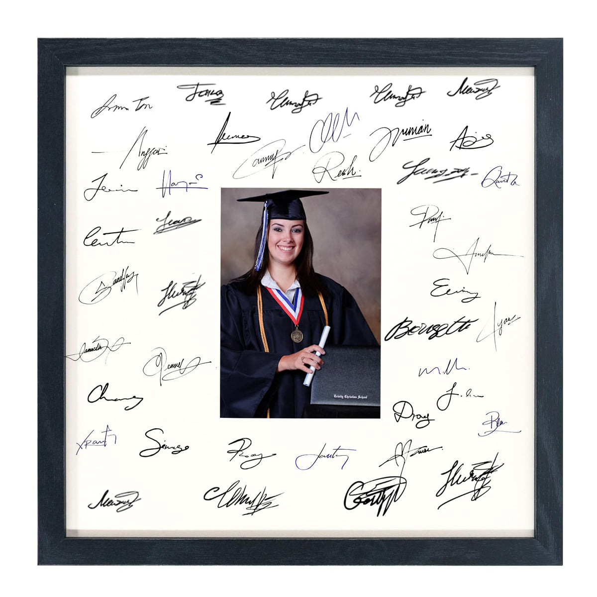 GarduationMall 11x14 Signature Picture Frame Holds 5x7 Photo with White Mat for Wedding Graduation | Wall or Tabletop Display