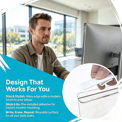 4 Pack Monitor Sticky Note Holder and Computer Memo Board, Clear Desk Stand