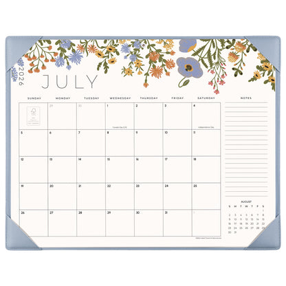 Desk Calendar 2026-2027 with Desktop Mat, Cabbrix Large Desk Pad Calendar 21 x 17 Inch Cover 18 Months Runs From July 2026 to December 2027, Floral Design Calendar 2026 for Home School and Office (Apricot, 21 x 17")