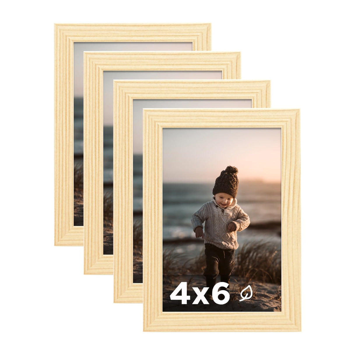 KINLINK 5x7 Picture Frames, Mix Color Photo Frames with Plexiglass for Picture 4x6 with Mat or 5x7 without Mat, Composite Wood Picture Frames for Table Top and Wall Mounting, Set of 4