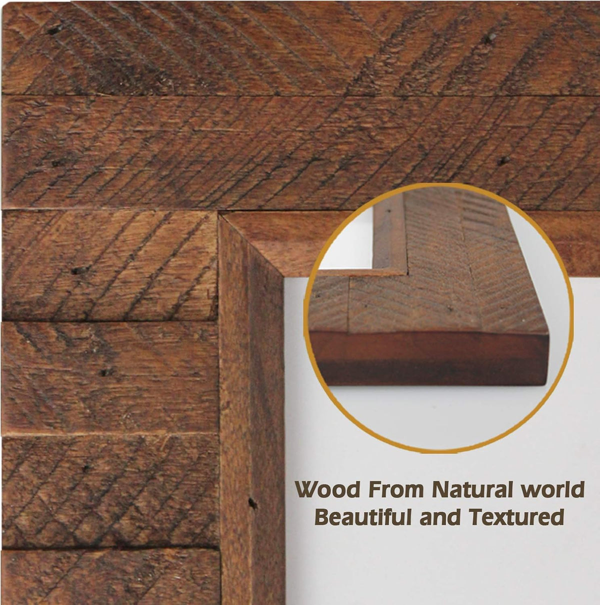 Eosglac Wooden 5x7 inch Picture Frame, Wood Plank Design with Rustic Brown Finish, Wall Mounting or Tabletop Display, Handmade Photo Frame