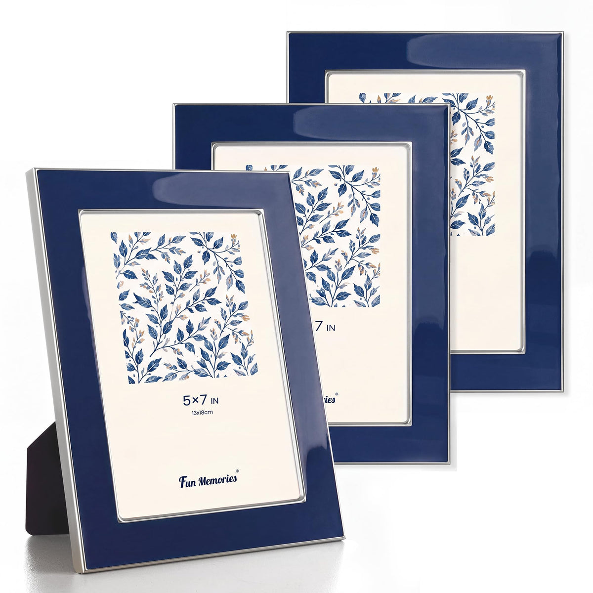 Fun Memories 4x6 Enamel Picture Frame with HD-Tempered Glass, Gold Metal Edge with Easel, Vertical & Horizontal Display, Wall and Tabletop Display Family Photo Gallery (White Enamel,1P)