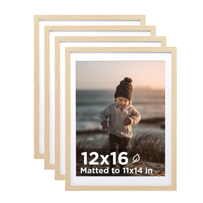 KINLINK 5x7 Picture Frames, Mix Color Photo Frames with Plexiglass for Picture 4x6 with Mat or 5x7 without Mat, Composite Wood Picture Frames for Table Top and Wall Mounting, Set of 4