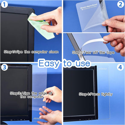3 Pieces Multifunction Computer Monitor Memo Board Side Panel Memo Top Mount Acrylic Transparent Message Board for Screen Cabinet, Left and Right