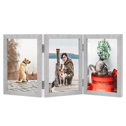 TOFOREVO 3 5x7 Picture Frame Black Triple Wooden Hinged Photo Frame