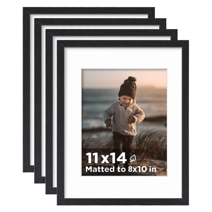 KINLINK 5x7 Picture Frames, Mix Color Photo Frames with Plexiglass for Picture 4x6 with Mat or 5x7 without Mat, Composite Wood Picture Frames for Table Top and Wall Mounting, Set of 4
