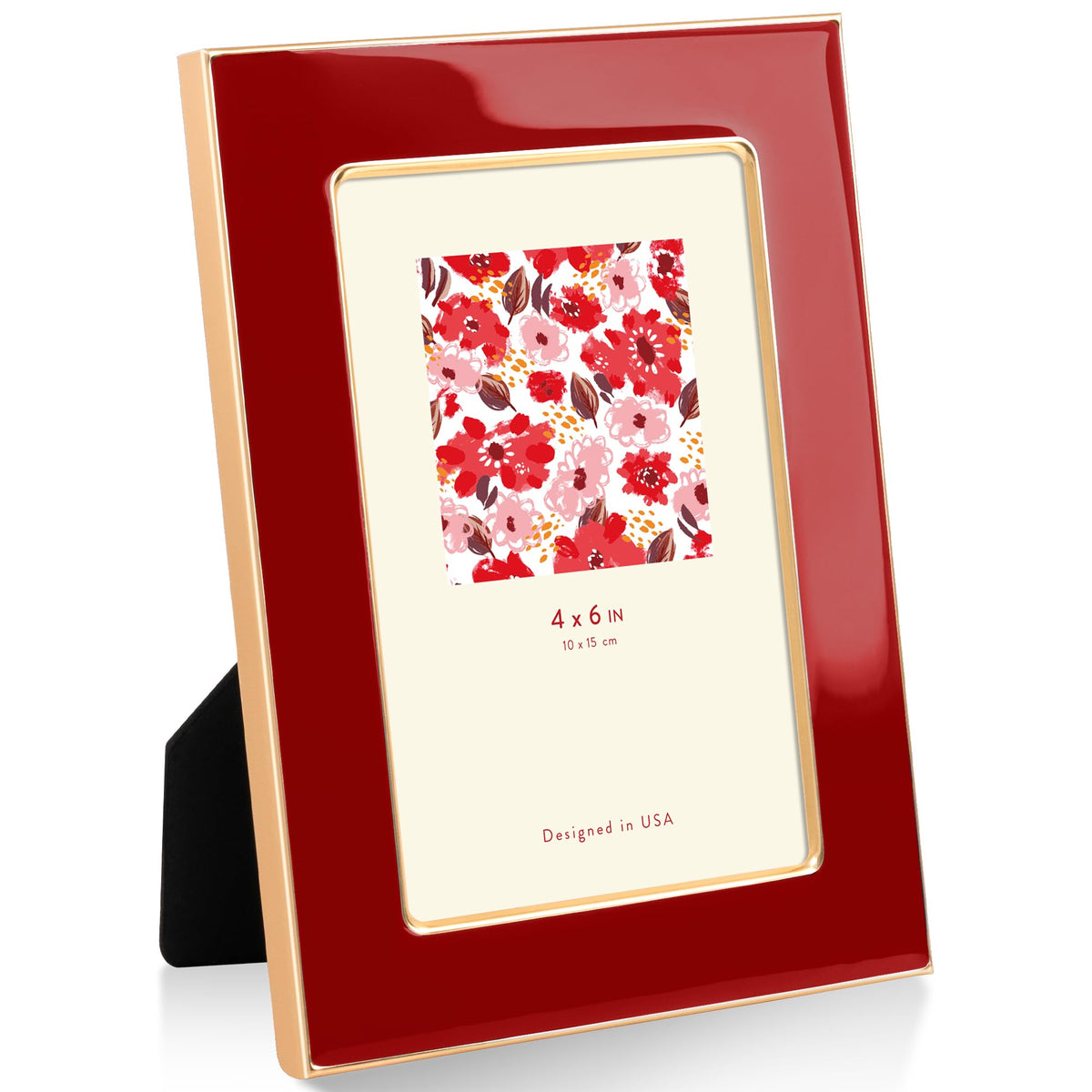 4x6 Enamel Picture Frame with Gold Metal Edge & HD Tempered Glass, Yellow