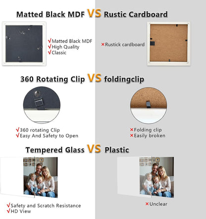 5x5 Double Hinged Picture Frame with Real Glass, PS06-WGB5