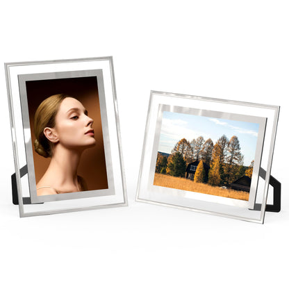 4x6 Picture Frames Set of 2, Desktop Clear Glass Photo Frame Horizontal or Vertical Display for Landscape, Portrait, Wedding, Pet Photos