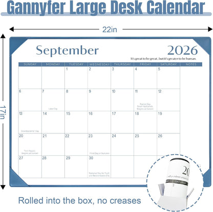 Desk Calendar 2026-2027 with Desktop Mat,22x17'' Large Desktop Pad Calendar