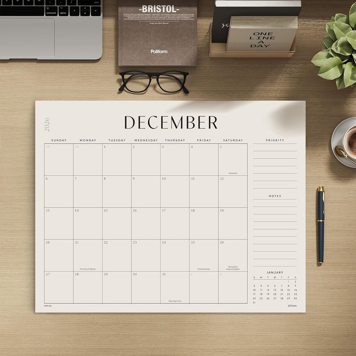 Jotsome Desk Calendar 2026-2027, Academic Monthly Calendar Large 22"x17"