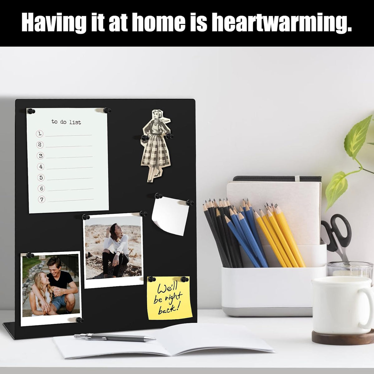 2 Pack Magnetic Bulletin Board Set, Magnetic Display Board, Small Desktop Magnet Stand, Contains Pen & 12 Magnet Clasps, for Home, School, Kitchen, Office Notice Display 12.6×11×2.6 inches