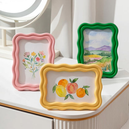 3 Pack 4 x 6 Inch Scalloped Picture Frame with Real Glass, Retro Colors