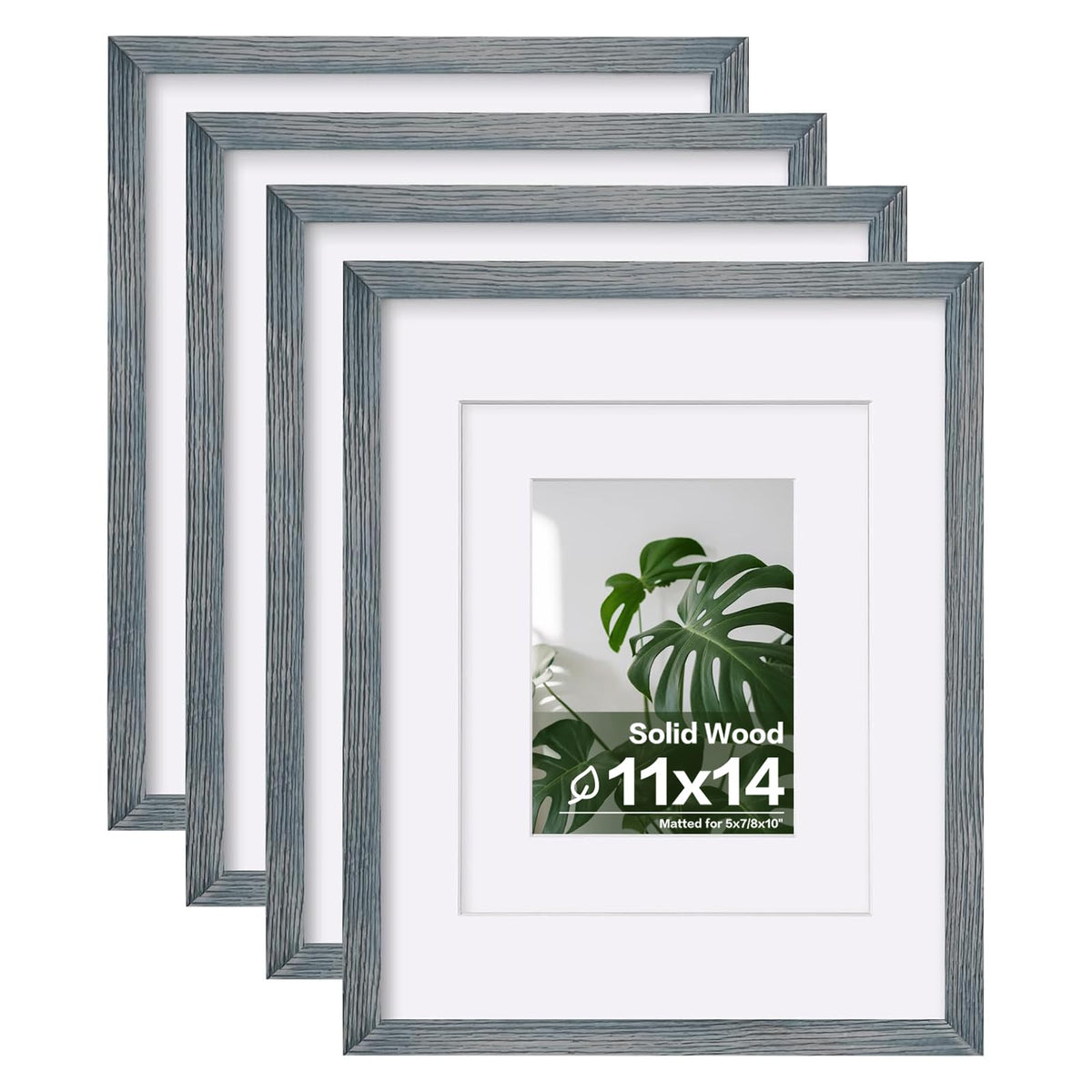 Egofine 8x10 Picture Frames Set of 4, Made of Solid Wood Covered by Plexiglass 4x6 and 5x7 with Mat or 8x10 without Mat, for Table Top Display and Wall Mounting Photo Frame Black