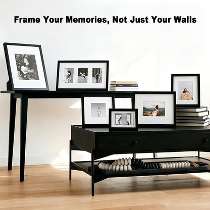 RPJC 11x14 Solid Wood Picture Frame Real Glass Cover Black