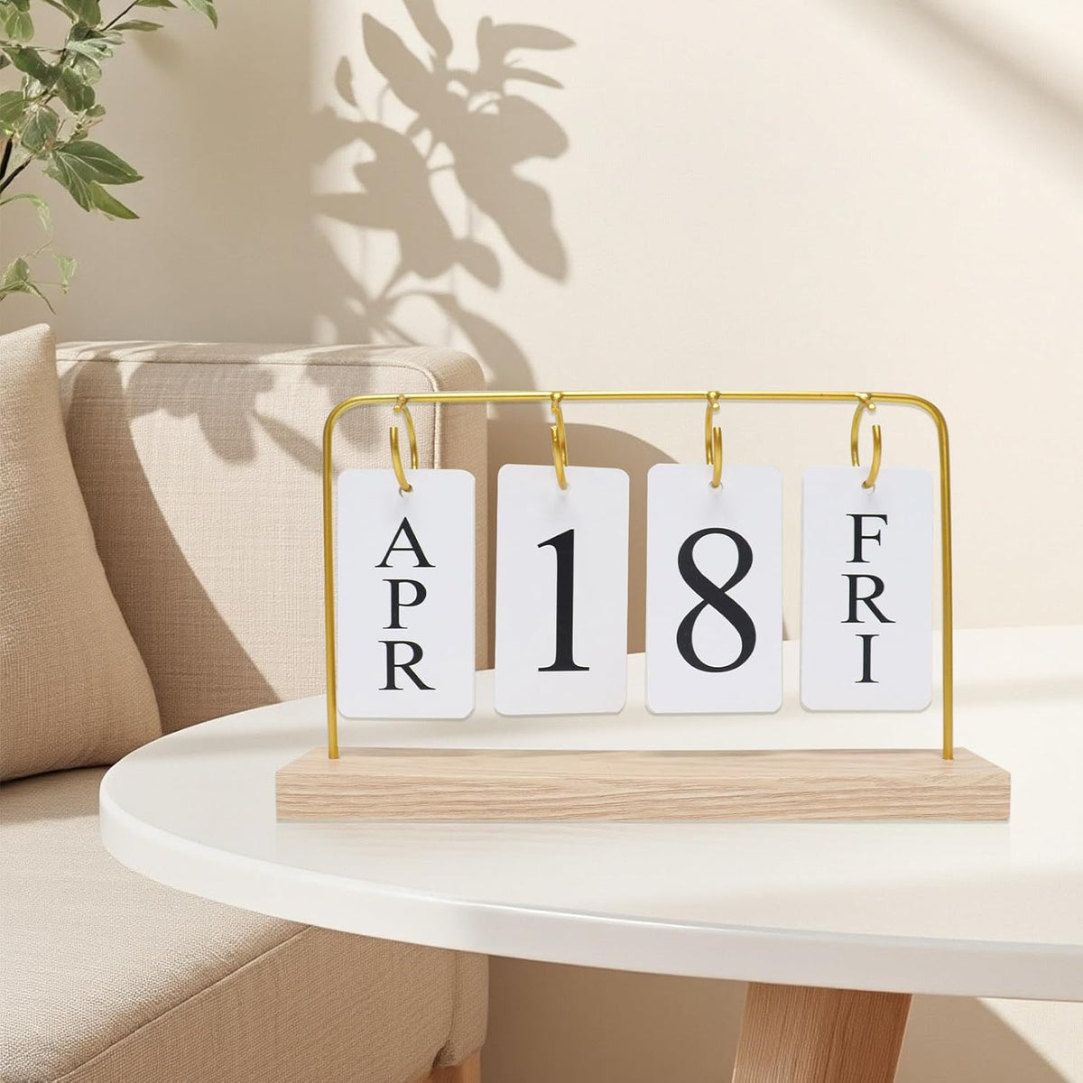 Uguisu Desktop Decor, Wall Calendar, Gold Metal Stand with Paper Monthly Daily Calendar, Home Decor, Living Room Decor, Hallway Decorative Ornament, Reusable Office Accessory.