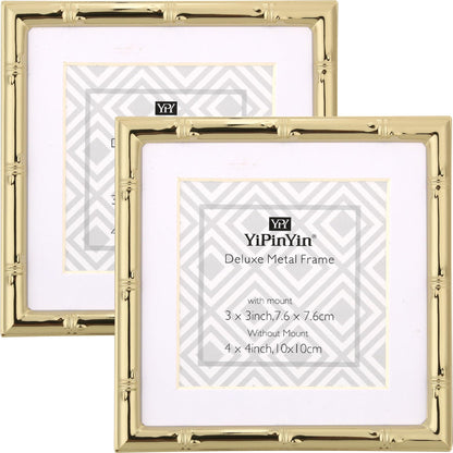 4x6'' Bamboo Detail Double Photo Frames,Silver 6x4'' Double Metal Picture Frames,Elegant Silver Plated Photo Frames 4 x 6'' With Soft Touch Velvet Backing and Real Glass for Desktop and Shelf Decor
