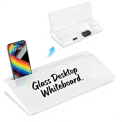 Glass Desktop Whiteboard, 15.8×7" Basic Black