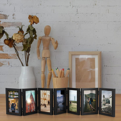 Sintuff 7 Picture Frame 4x6 Folding Hinged Picture Frames for Home Decor