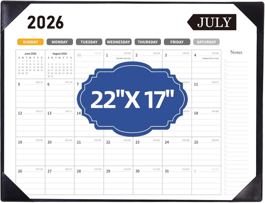 Desk Calendar 2026-2027, 22 x 17, Jun. 2026-Dec. 2027, PU Desk Pad