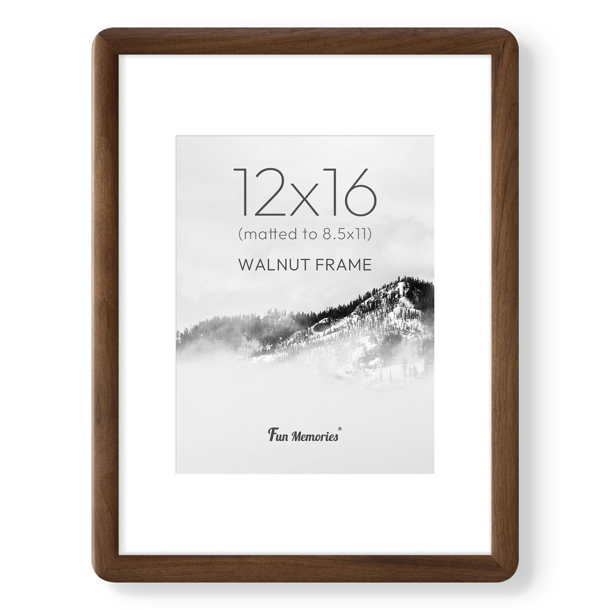 6x6 Picture Frame, USA-Sourced Walnut Wood Photo Frame with Tempered Glass, Handcrafted Rustic Farmhouse Frame for Wall & Tabletop Display, Matted to 4x4