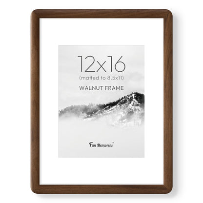 6x6 Picture Frame, USA-Sourced Walnut Wood Photo Frame with Tempered Glass, Handcrafted Rustic Farmhouse Frame for Wall & Tabletop Display, Matted to 4x4