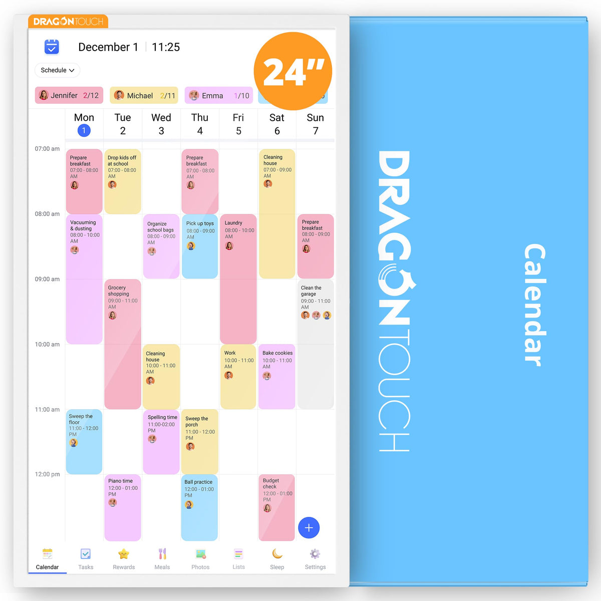 Dragon Touch 15.6" digital calendar chore chart – 1080P full HD interactive touchscreen, smart family planner, Hearth Display wall & desk mountable for seamless scheduling