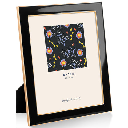 4x6 Enamel Picture Frame with Gold Metal Edge & HD Tempered Glass, Yellow