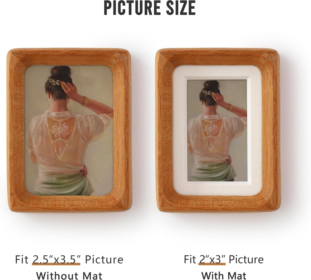 Wooden Picture Frames, 2.5x3.5 Small Polaroid Picture Frame Matted to 2x3 with Plexiglass, Teak Solid Natural Wood Tiny Photo Frame, For TableTop and Wall Mounting