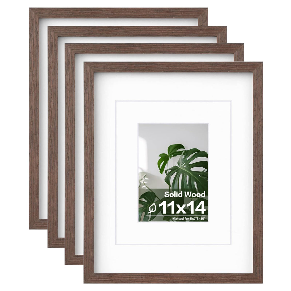 Egofine 8x10 Picture Frames Set of 4, Made of Solid Wood Covered by Plexiglass 4x6 and 5x7 with Mat or 8x10 without Mat, for Table Top Display and Wall Mounting Photo Frame Black