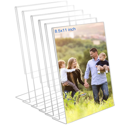 4x6 Acrylic Picture Frames, Set Of 6 Clear Acrylic Frameless Gift for Desktop Display, Standing Picture or Display Sign Holder with Inserts for Home Office - Horizontal