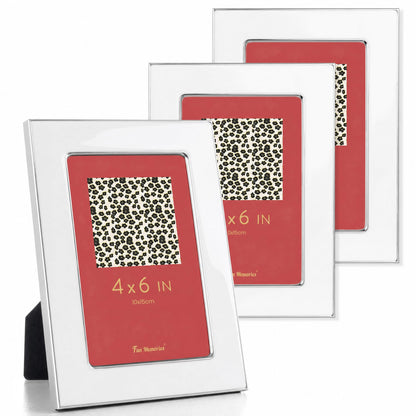 Fun Memories 4x6 Enamel Picture Frame with HD-Tempered Glass, Gold Metal Edge with Easel, Vertical & Horizontal Display, Wall and Tabletop Display Family Photo Gallery (White Enamel,1P)