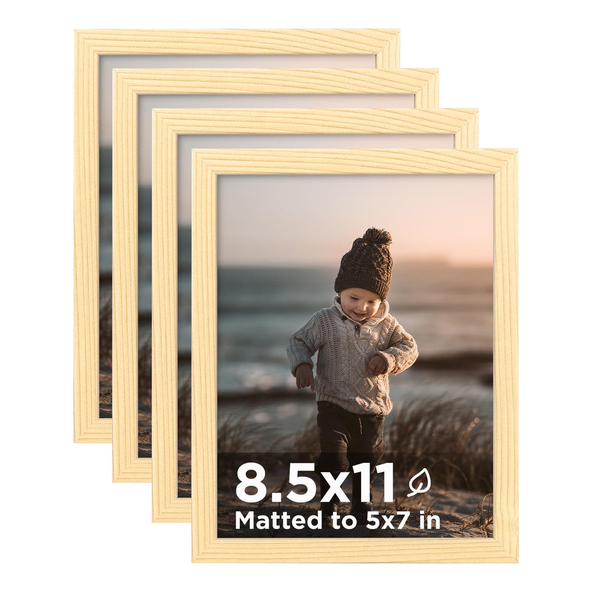 KINLINK 5x7 Picture Frames, Mix Color Photo Frames with Plexiglass for Picture 4x6 with Mat or 5x7 without Mat, Composite Wood Picture Frames for Table Top and Wall Mounting, Set of 4