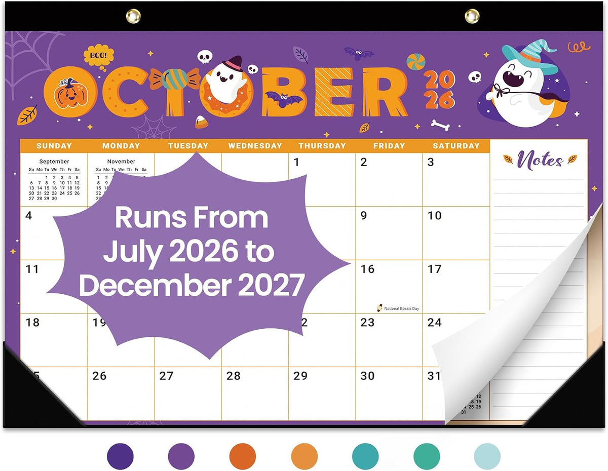 Taja Desk Calendar 2026-2027, Jul 2026-Dec 2027, 18-Month, 17" x 12"