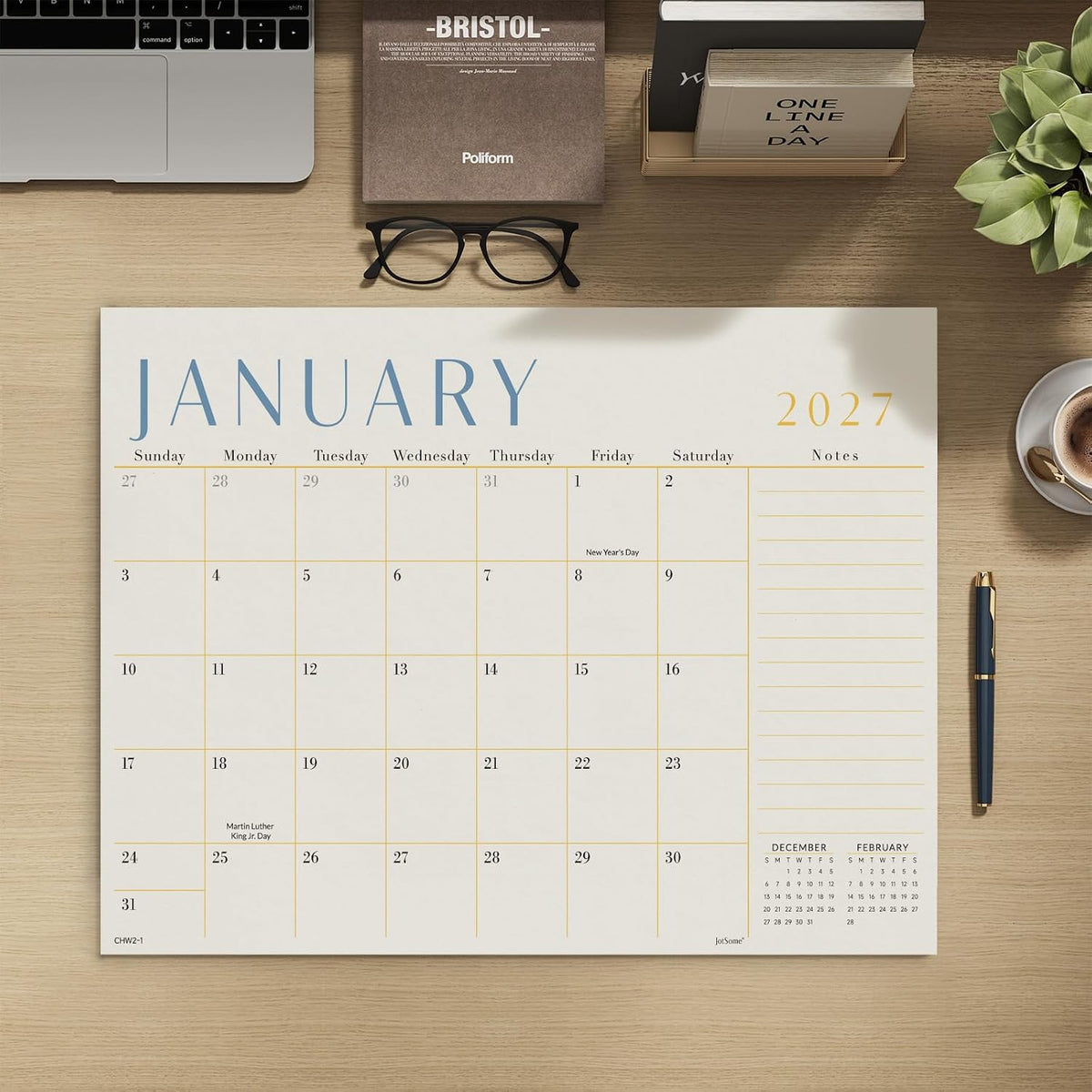Jotsome Large Desk Calendar 2026-2027, Desktop Calendar